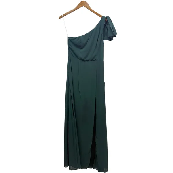 Lulus Simply Brilliant Emerald One-Shoulder Bow Maxi Dress size Large NWT - Image 4