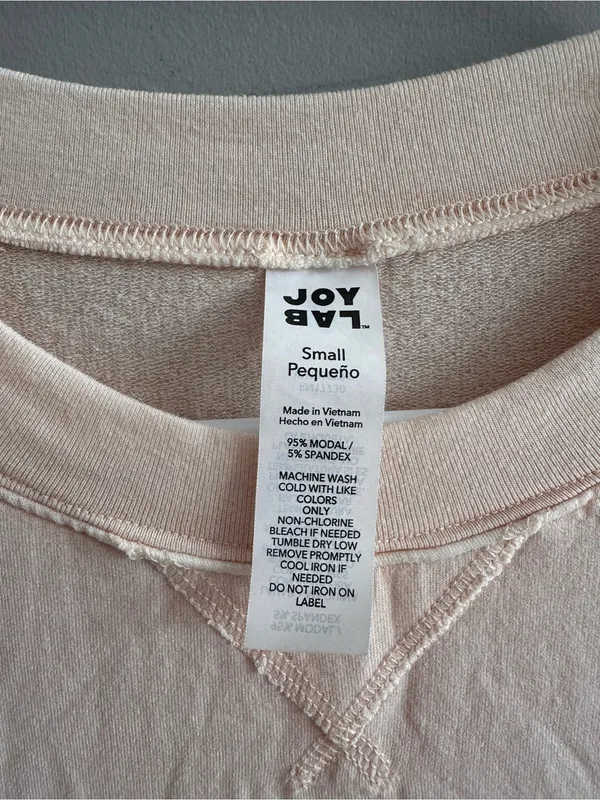 JoyLab Women’s Small Blush Pink Oversized Modal Crewneck Sweatshirt - Image 2