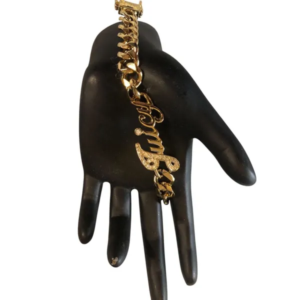 Juicy Couture "juicy" Crystal Gold Tone Magnetic Clasp Vintage - Image 5