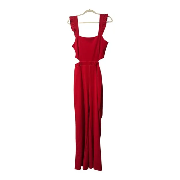 Mm Mm Mm Red Wide Leg Sleeveless Pants Jumpsuit, Womens‎ XL - Image 2