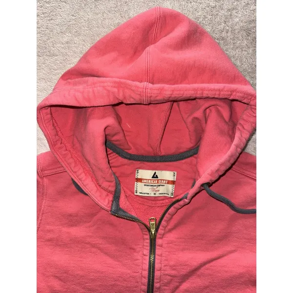 American Giant Women's Hoodie Red Classic Full Zip Up Heavy Made In USA Sz M - Image 3