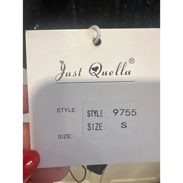 Just Quella Dressy cocktail Black Sequin Maxi Dress Halter Criss Cross Back High Slit New S - Image 4