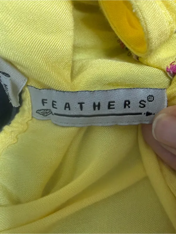feathers Yellow Floral Embroidered Tiered Maxi Dress with Tie Straps - Image 5