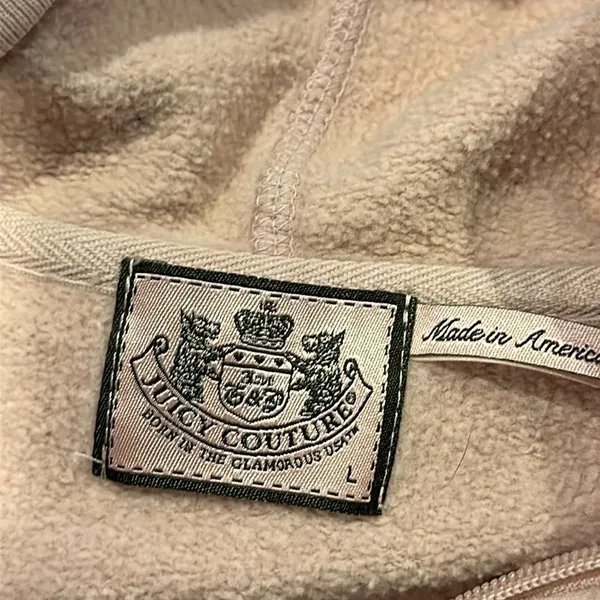 Juicy Couture Women’s Pink Hooded Zip Up Sweatshirt Size Large - Image 8
