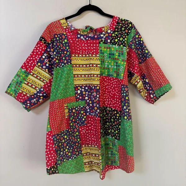 Vintage 60s bandana patchwork print tie-back apron top by Design House - Image 8