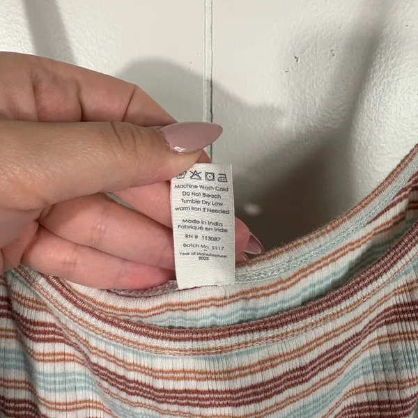 Kate Quinn 100% Organic Cotton Striped Ribbed Knit Tank Top Small S Sustainable - Image 4