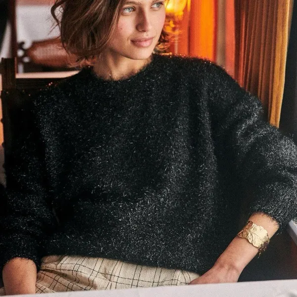 SÉZANE Zephir Oversized Knit Jumper, Black, XS - Image 2