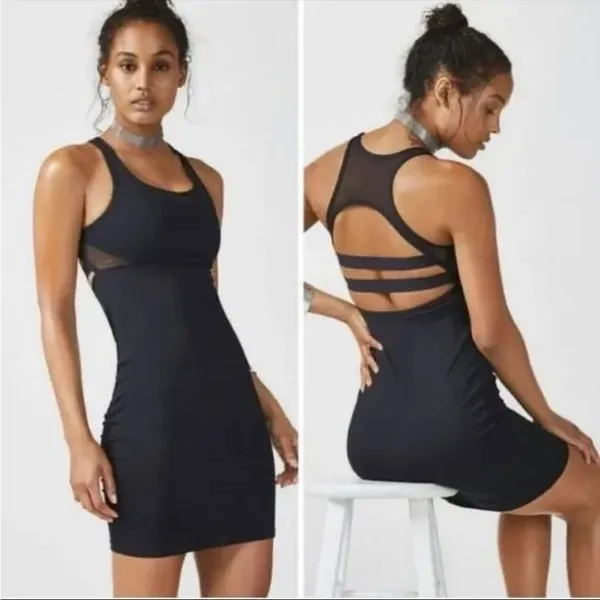Fabletics Tropez Athletic Black Racerback Dress Build in Bra Size Small - Image 2