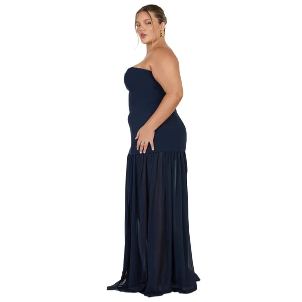 Showpo Strapless Ruched Fit And Flare Jocelyn Maxi Dress in Navy size 14 NWT - Image 4