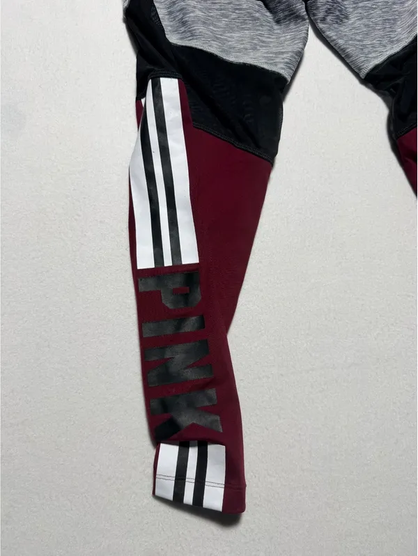 PINK Victoria’s Secret Ultimate Colorblock Leggings Women’s Large Gray Burgundy - Image 5