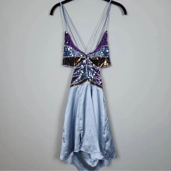 NWOT Urban Outfitters Butterfly Sequin Strappy Satin Mini Dress Size XS - Image 7