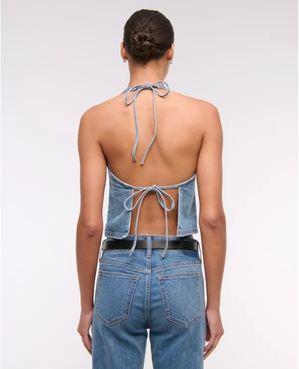 Abercrombie & Fitch Denim Halter Top - Image 5