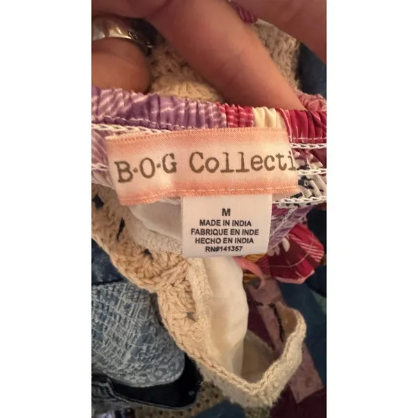B-O-G Collective Floral Wide Leg Jumpsuit Crochet Top Boho‎ Summer Medium - Image 7