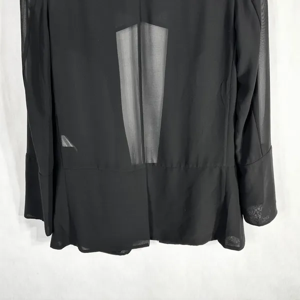 French Connection‎ Size 2 Blazer Jacket Shrug Semi Sheer Black Open Chiffon 1286 - Image 4