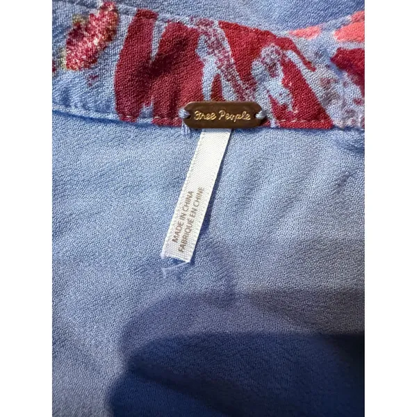 Free People Field of Butterflies‎ Tunic Top Women's Small Blue Floral Boho - Image 4
