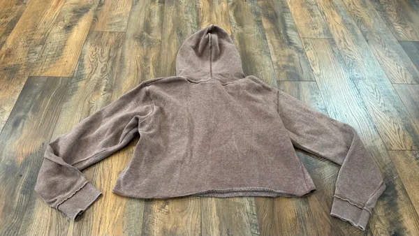 New Orleans Cropped Hoodie Sweatshirt, Women’s Size Large, Brown - Image 7