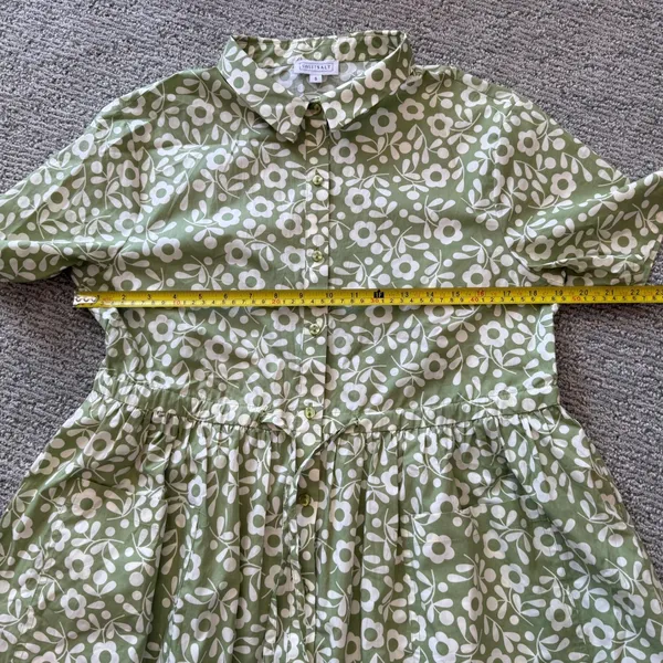 SweetSalt Womens Sage Green Floral Button Down Midi Dress Cotton Pockets Size S - Image 8