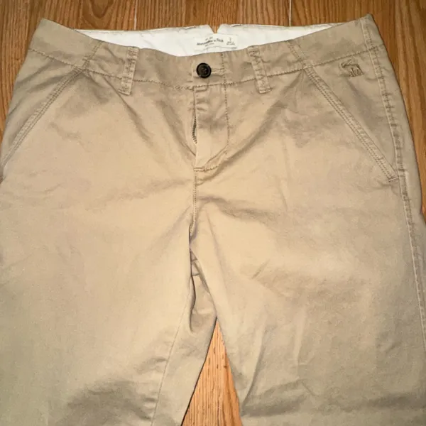 Vintage cuffed khaki pants stitched rolled hem embroidered moose logo - Image 4