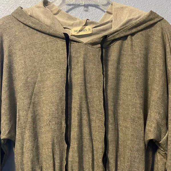 The Nines Boutique S Small 4-6 Long Sleeve Drop Sleeve Hooded Drawstring Gray Dr - Image 6