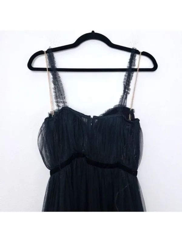 NWT Sau Lee Camille Tulle Ruffle Gown 4 Black Sheer Tiered Bustier Aline - Image 11