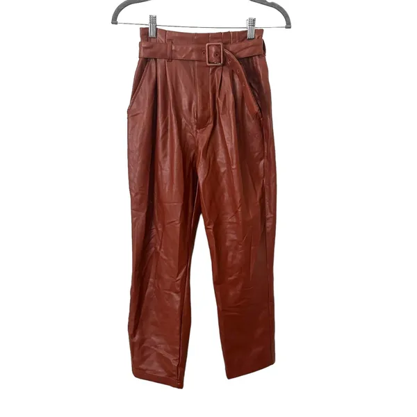 ABERCROMBIE & FITCH Faux Leather Belted Ankle Pant Sz XS‎ - Image 2
