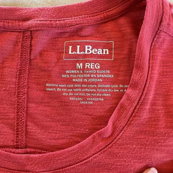 L.L Bean Women’s M Pullover Crew Neck Short Sleeve T Shirts Red And Green - Image 9