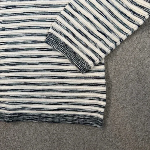 Liverpool Los Angeles Women's Small Striped Knit Top Crew Neck Blue Textured - Image 2