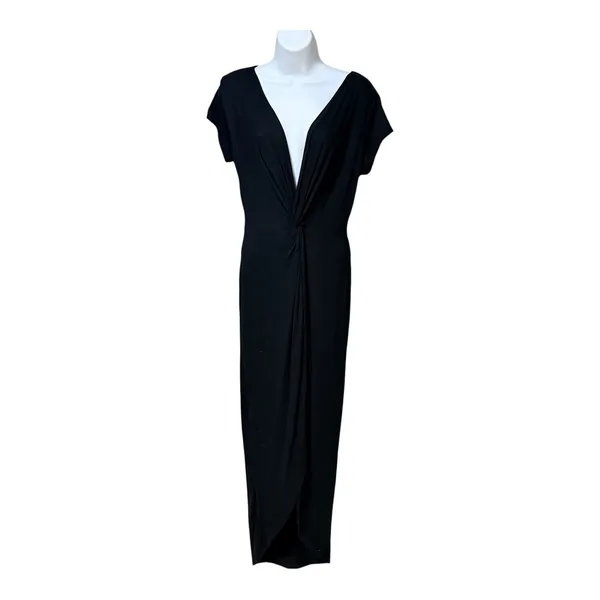 Rolla Coster Los Angeles Black Deep V-Neck Twist Front Maxi Dress RC-4179 M - Image 2
