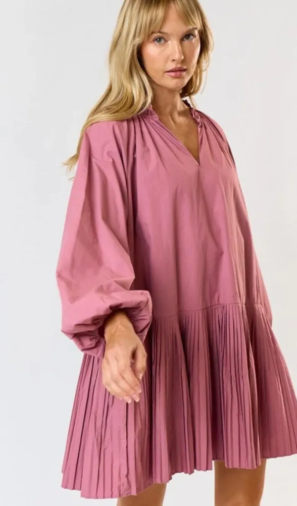 La Pink Pleated Mini Dress - Image 2