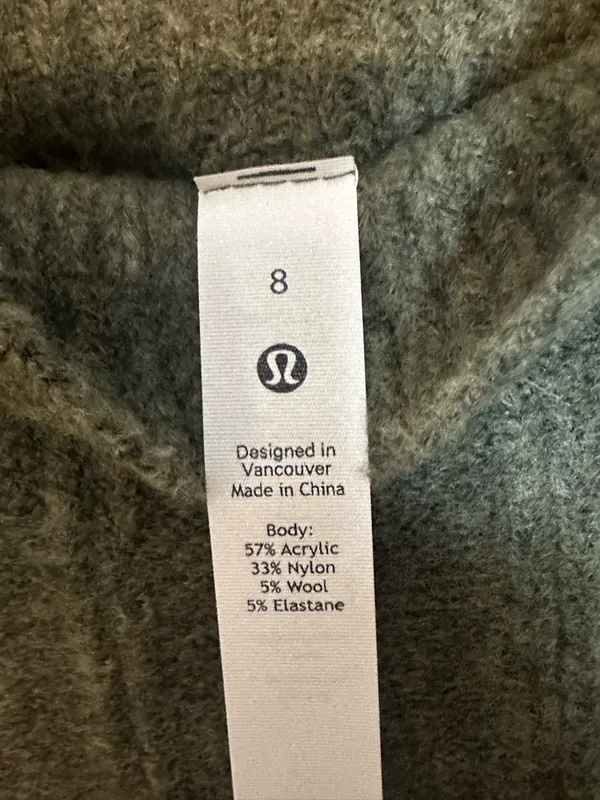 Lululemon Army Green Twin Rib Turtleneck‎ Sweater Heathered Dark Olive Size 8 - Image 5