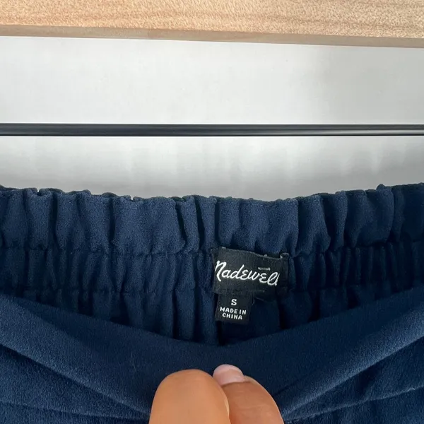 Madewell Wide Leg Cropped Pants Navy Blue Elastic Waist‎ Pockets Womens - Image 6