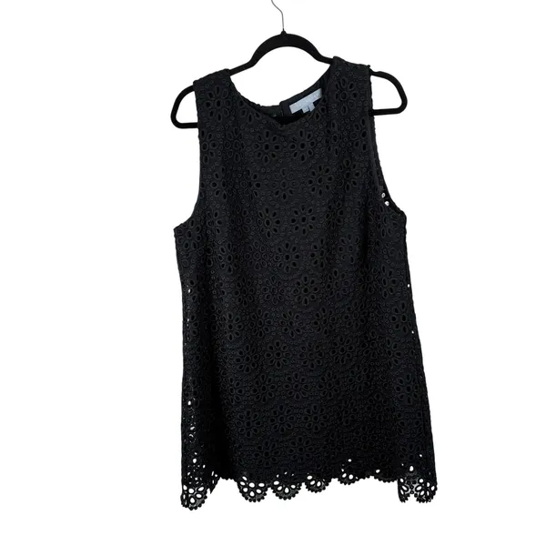 Hill House Charlie Black Crochet Lace Scallop Dress‎ Shift Mini Preppy Womens XL - Image 2