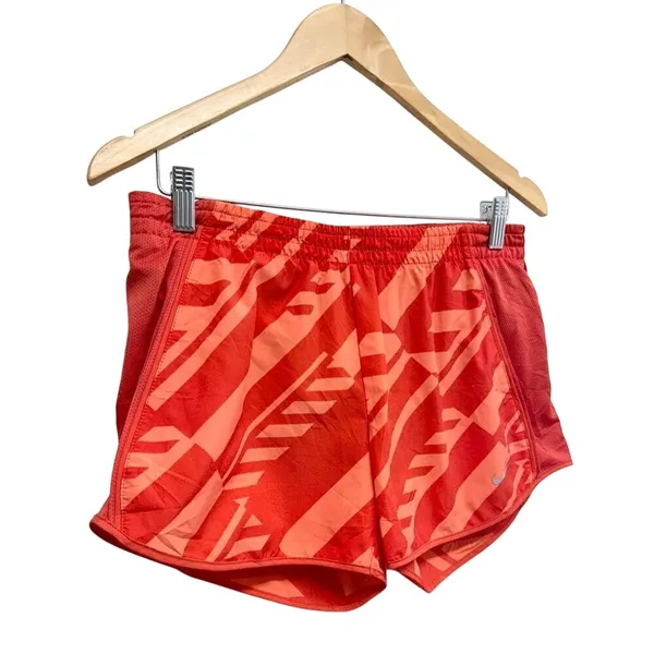 Nike Dri-FIT Running Shorts Red Orange Geometric Graphic Print Size Small - Image 3