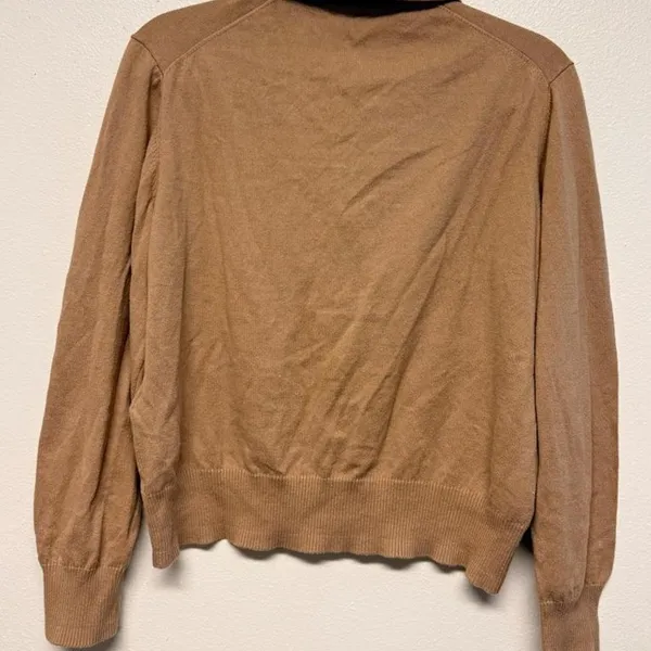 Calvin Klein Womens Camel Tan 100% Cotton Long Sleeve Polo Sweater Large - Image 5