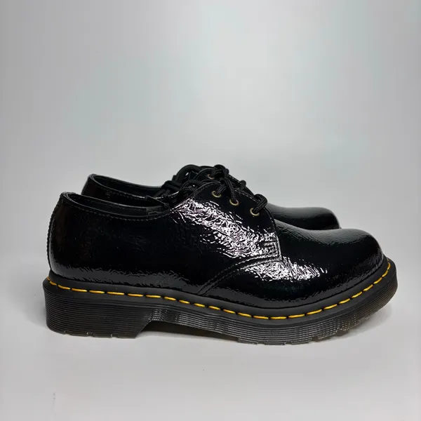 Dr. Martens 1461 Women's Leather Oxford Shoes in Black Distressed Patent - Image 4