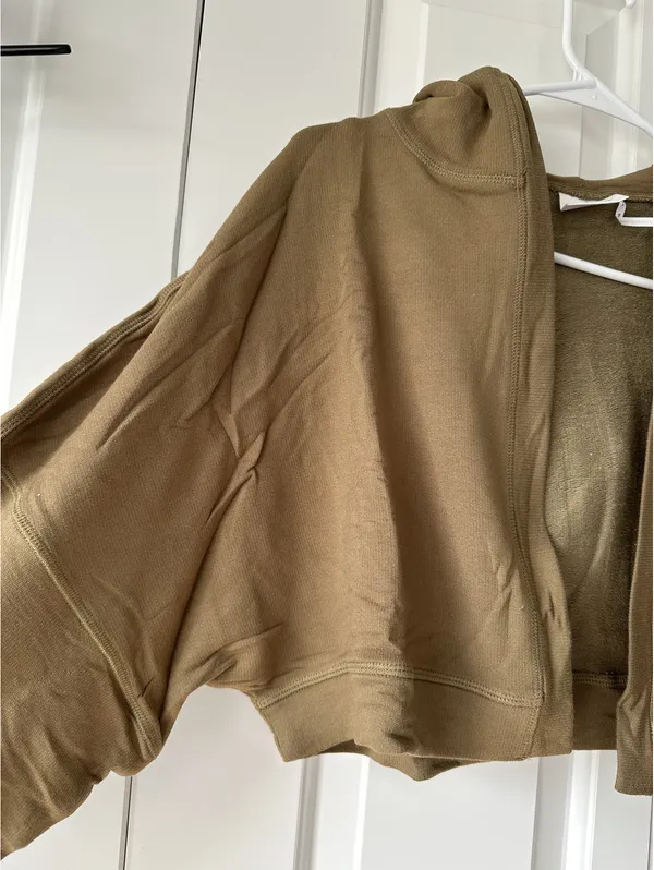 UO Soft Serve Terry Hooded Shrug Urban Outfitters Olive Small - Image 6
