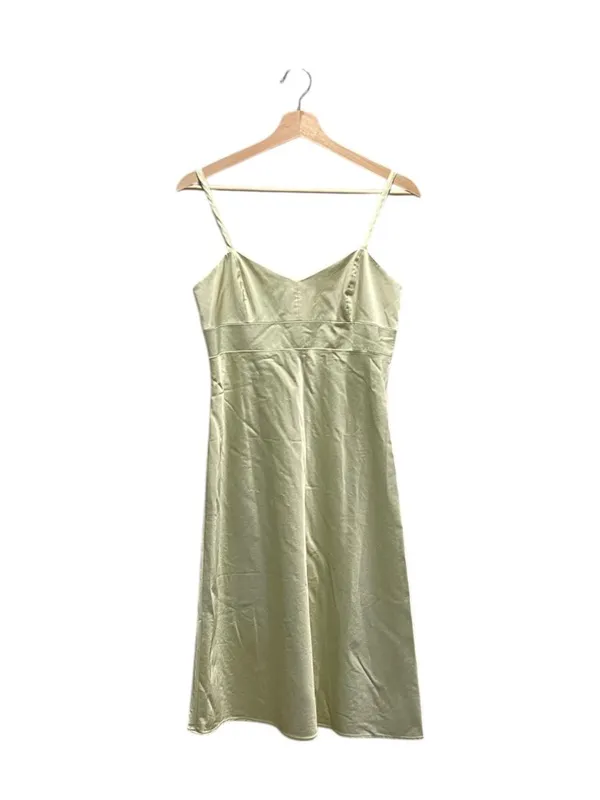 Banana Republic Y2K Satin Midi Dress Lime Size 4 Minimalist Special Occasion - Image 2