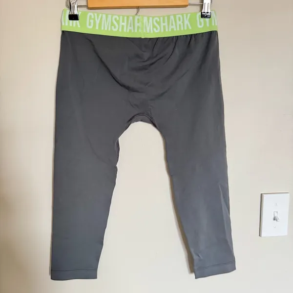 Gymshark Womens Seamless Cropped Leggings in Charcoal Gray Green Size L - Image 4