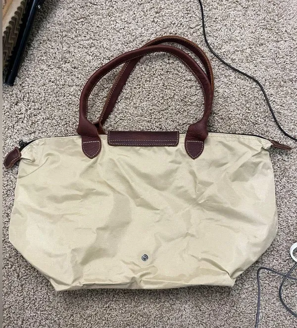 Sofft Nylon & Leather Shoulder Tote Bag Tan Khaki Purse - Image 6