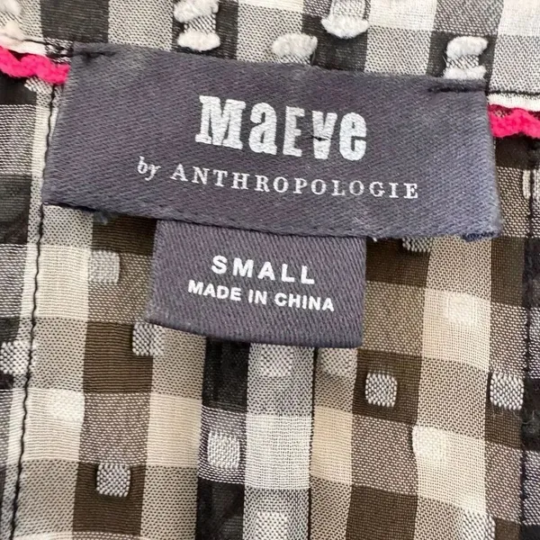 MAEVE ANTHROPOLOGIE Black/White Gingham Sleeveless Button Down Blouse SZ S #2467 - Image 11