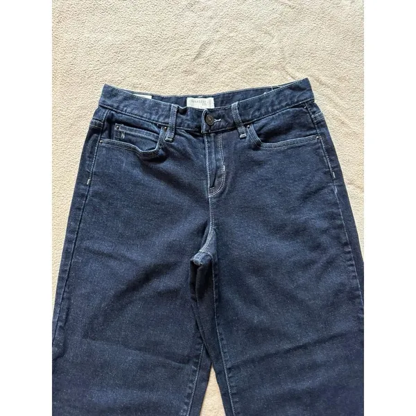 ARTELIER Nicole Miller Sullivan Dark Wash Wide Leg Crop‎ Raw Hem Denim Jeans 26 - Image 2