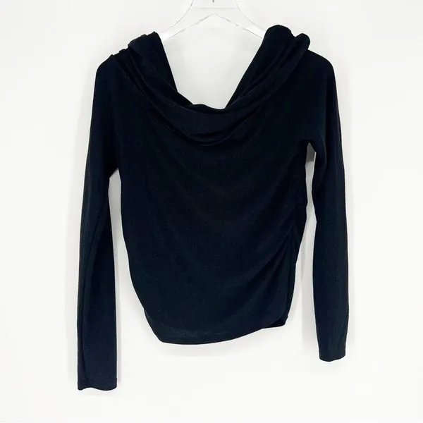 Mango Glitter Off Shoulder Long Sleeve Top Women's Size XL Black/SilverParty Y2K - Image 3