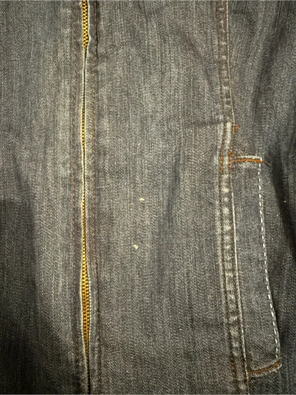 Essentials Dark Blue Denim Jacket with Embroidered Accents Size 18 - Image 2