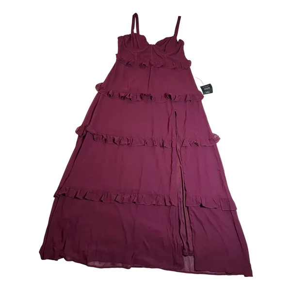 NEW Lulus Sincerely Poised Plum Backless Bustier Tiered Maxi Dress Size XXL HOCO - Image 4