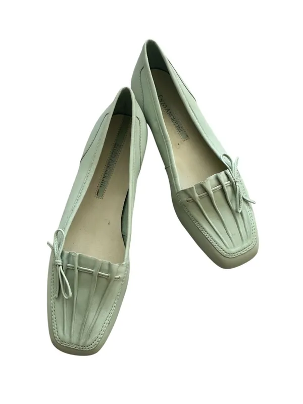 ENZO ANGIOLINI Light Green Seashell Leather Loafers Flats Size 5.5 - Image 4