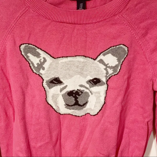 Gap Size Medium Pink English Bulldog Crewneck Cotton Crewneck‎ Sweater - Image 3
