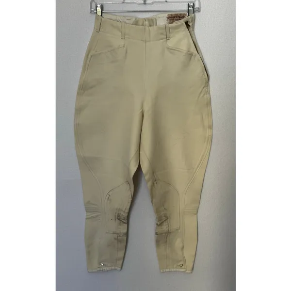 1970s Vintage Equestrian Riding Breeches Cream XXS XS Side Zip Jodhpurs - Image 3