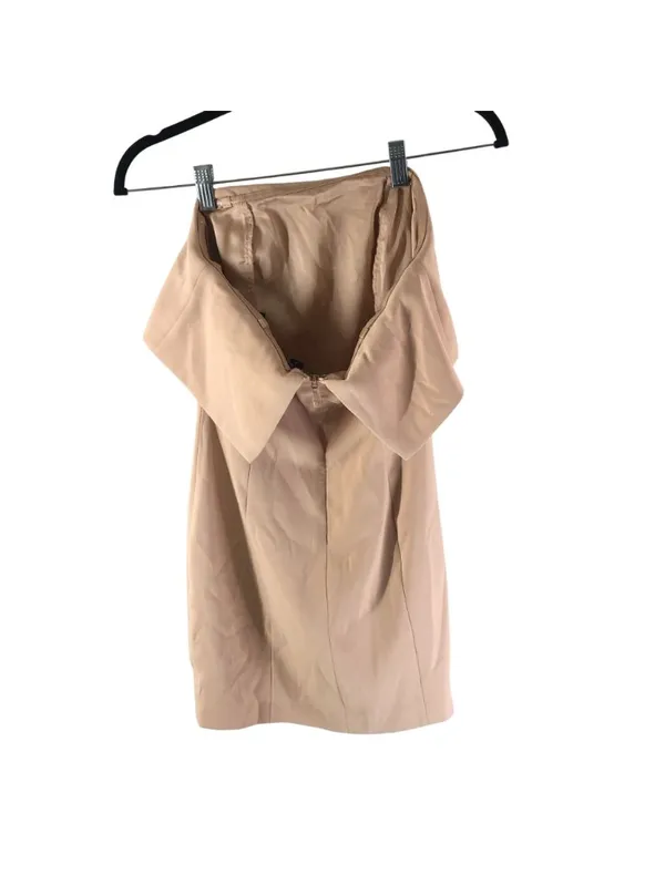 Marciano Strapless Cocktail Dress Foldover Sheath Beige XS - Image 2