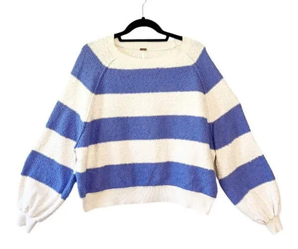 Free People Found My Friend Slouchy Striped Textured Sweater Purple Cream S - Image 3