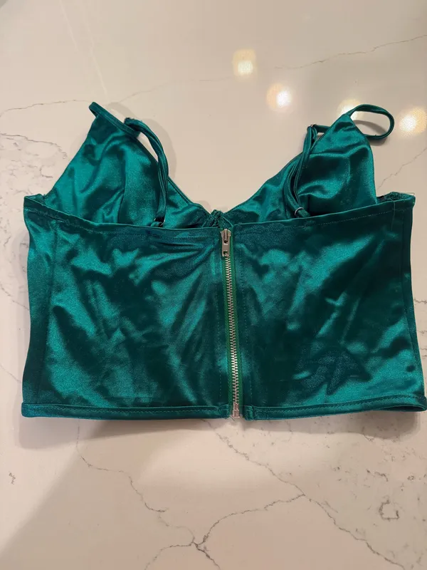 ForeFair NWOT Emerald Green Satin Bustier Corset Top – Women’s Size XS - Image 2